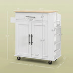 Rolling Kitchen Cart with Storage Drawer Cabinet AC Outlets USB Ports Black