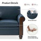 Transitional Faux Leather Loveseat with Nailhead Trim and Solid Wood Legs