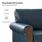 Transitional Faux Leather Loveseat with Nailhead Trim and Solid Wood Legs