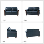 Transitional Faux Leather Loveseat with Nailhead Trim and Solid Wood Legs