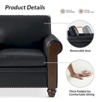 Transitional Faux Leather Loveseat with Nailhead Trim and Solid Wood Legs