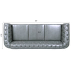 Divano Chesterfield a 3 posti con braccioli arrotolati