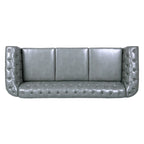 Divano Chesterfield a 3 posti con braccioli arrotolati