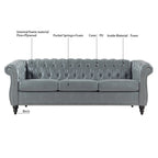 Divano Chesterfield a 3 posti con braccioli arrotolati