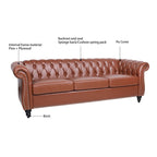 Divano Chesterfield a 3 posti con braccioli arrotolati