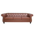Divano Chesterfield a 3 posti con braccioli arrotolati
