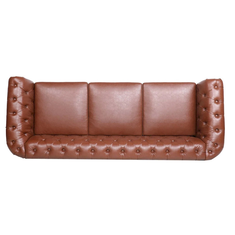 Divano Chesterfield a 3 posti con braccioli arrotolati