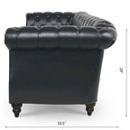Divano Chesterfield a 3 posti con braccioli arrotolati