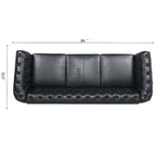 Divano Chesterfield a 3 posti con braccioli arrotolati