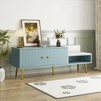Upholstered Shoe Storage Bench with Double Door Cabinet and Open Shelf