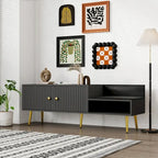 Upholstered Shoe Storage Bench with Double Door Cabinet and Open Shelf