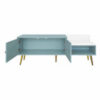 Upholstered Shoe Storage Bench with Double Door Cabinet and Open Shelf