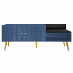 Upholstered Shoe Storage Bench with Double Door Cabinet and Open Shelf