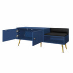 Upholstered Shoe Storage Bench with Double Door Cabinet and Open Shelf