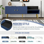 Upholstered Shoe Storage Bench with Double Door Cabinet and Open Shelf