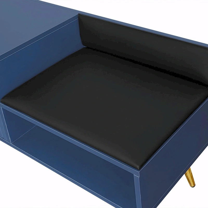 Upholstered Shoe Storage Bench with Double Door Cabinet and Open Shelf
