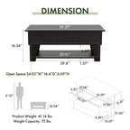 Black Lift-Top Coffee Table with LED Lighting and Hidden Storage Compartment