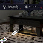 Black Lift-Top Coffee Table with LED Lighting and Hidden Storage Compartment