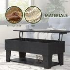 Black Lift-Top Coffee Table with LED Lighting and Hidden Storage Compartment