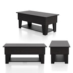 Black Lift-Top Coffee Table with LED Lighting and Hidden Storage Compartment