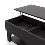 Black Lift-Top Coffee Table with LED Lighting and Hidden Storage Compartment