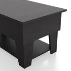 Black Lift-Top Coffee Table with LED Lighting and Hidden Storage Compartment