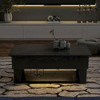 Black Lift-Top Coffee Table with LED Lighting and Hidden Storage Compartment