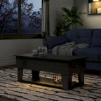 Black Lift-Top Coffee Table with LED Lighting and Hidden Storage Compartment