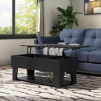 Black Lift-Top Coffee Table with LED Lighting and Hidden Storage Compartment