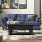Black Lift-Top Coffee Table with LED Lighting and Hidden Storage Compartment