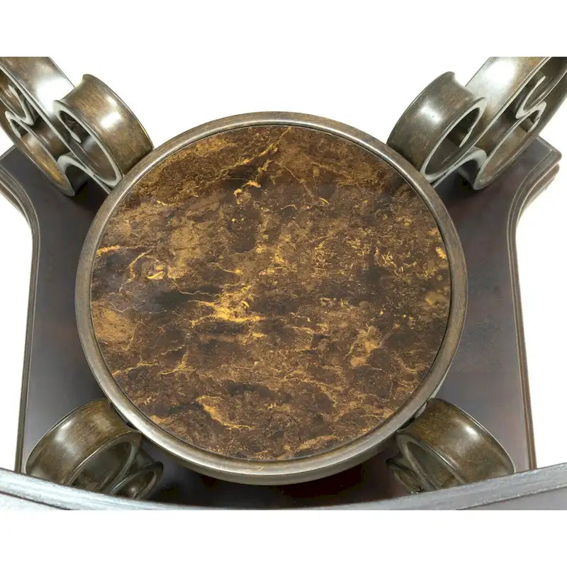 Traditional Tempered Glass Top Table Set with Coffee Table, Console Table, End Table, and Retro Metal Legs