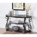 Traditional Tempered Glass Top Table Set with Coffee Table, Console Table, End Table, and Retro Metal Legs
