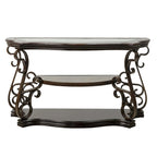Traditional Tempered Glass Top Table Set with Coffee Table, Console Table, End Table, and Retro Metal Legs