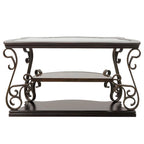 Traditional Tempered Glass Top Table Set with Coffee Table, Console Table, End Table, and Retro Metal Legs