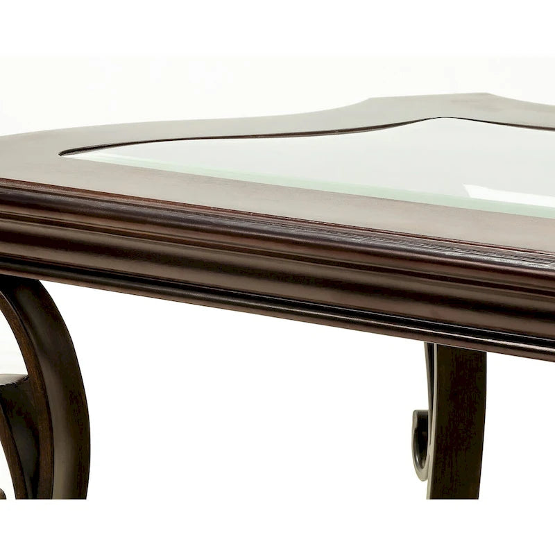 Traditional Tempered Glass Top Table Set with Coffee Table, Console Table, End Table, and Retro Metal Legs