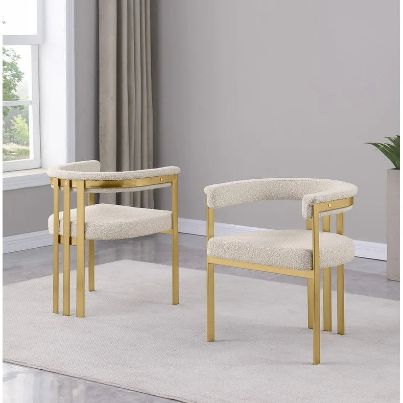 Matte Brushed Gold Chrome Dining Chairs (Set of 2) - N/A