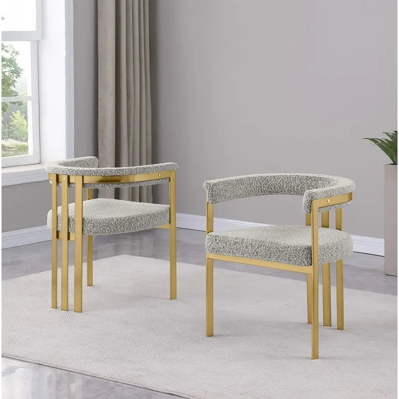  Matte Brushed Gold Chrome Dining Chairs (Set of 2) - N/A