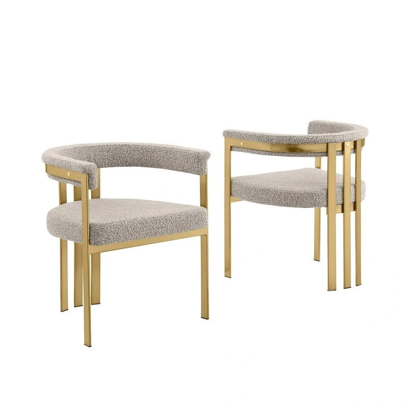 Matte Brushed Gold Chrome Dining Chairs (Set of 2) - N/A