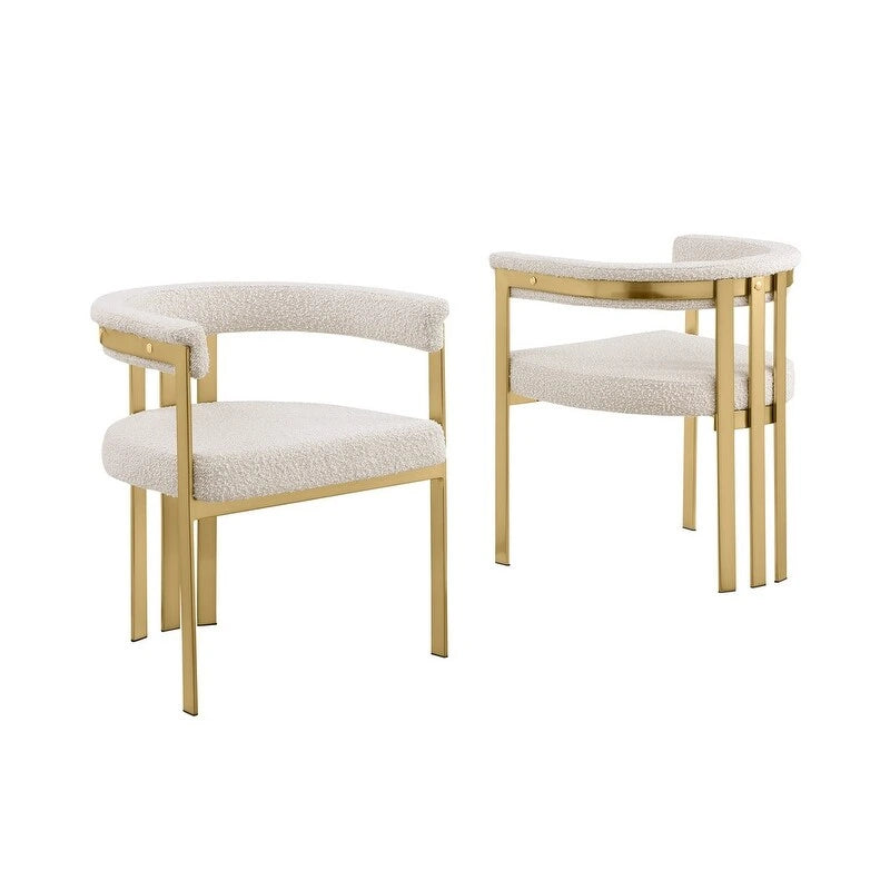 Matte Brushed Gold Chrome Dining Chairs (Set of 2) - N/A