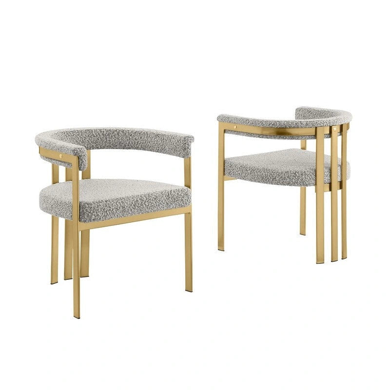 Matte Brushed Gold Chrome Dining Chairs (Set of 2) - N/A