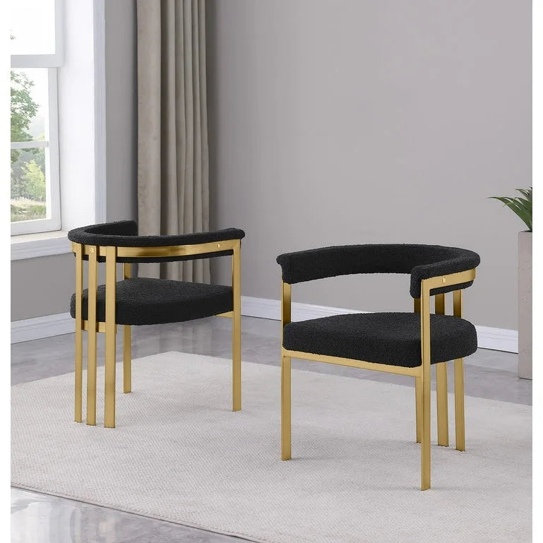 Matte Brushed Gold Chrome Dining Chairs (Set of 2) - N/A