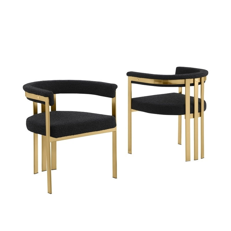 Matte Brushed Gold Chrome Dining Chairs (Set of 2) - N/A
