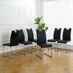 Set of 6,Dining Chairs with Faux Leather Padded Seat Upholstered with Chrome Metal Legs Side Chairs