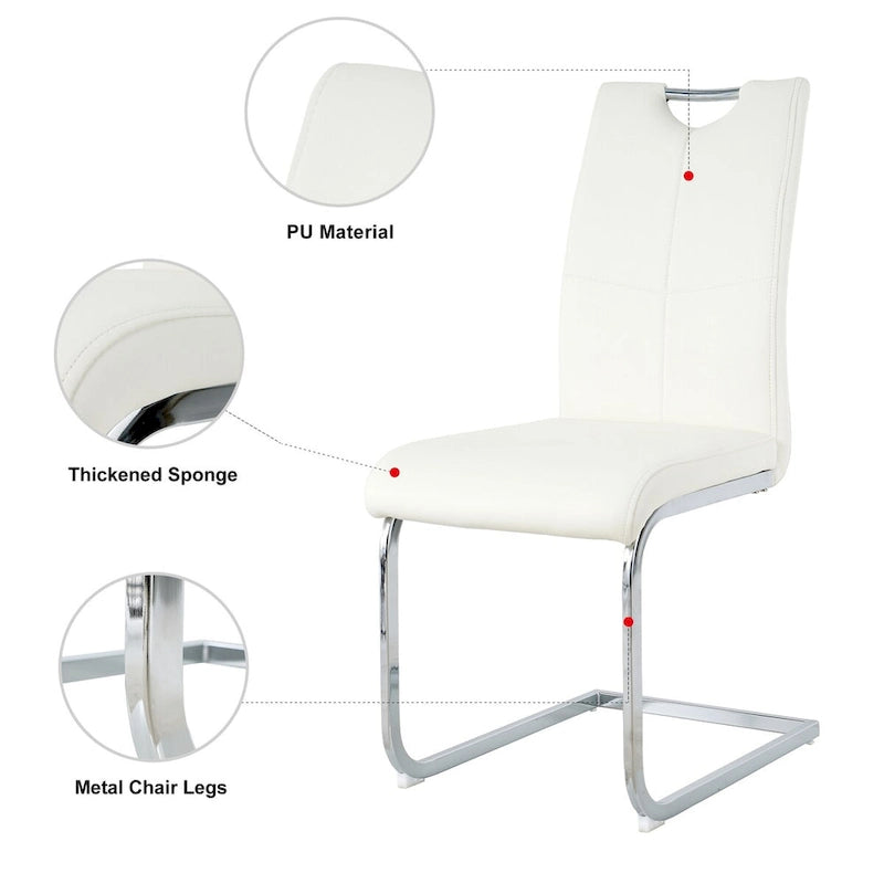Set of 6,Dining Chairs with Faux Leather Padded Seat Upholstered with Chrome Metal Legs Side Chairs
