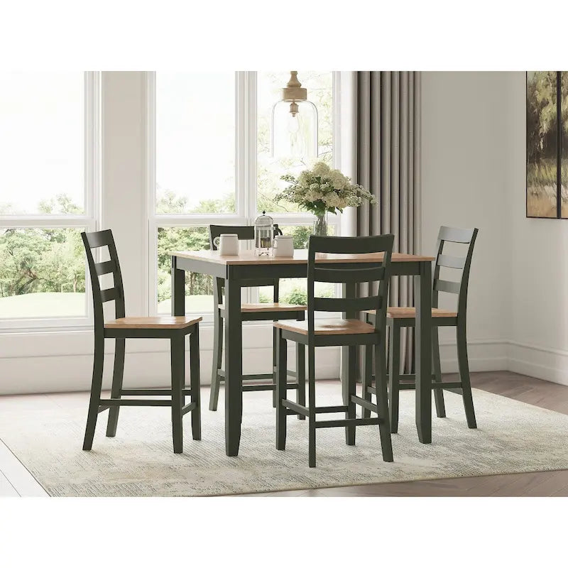 Counter Height Dining Table with Butcher Block Top and Natural Wood Finish