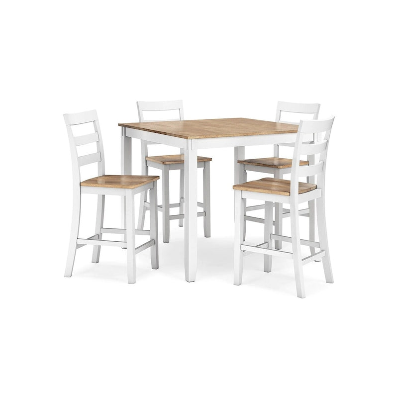 Counter Height Dining Table with Butcher Block Top and Natural Wood Finish