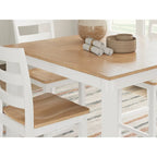 Counter Height Dining Table with Butcher Block Top and Natural Wood Finish
