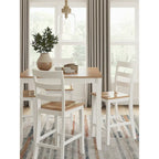 Counter Height Dining Table with Butcher Block Top and Natural Wood Finish