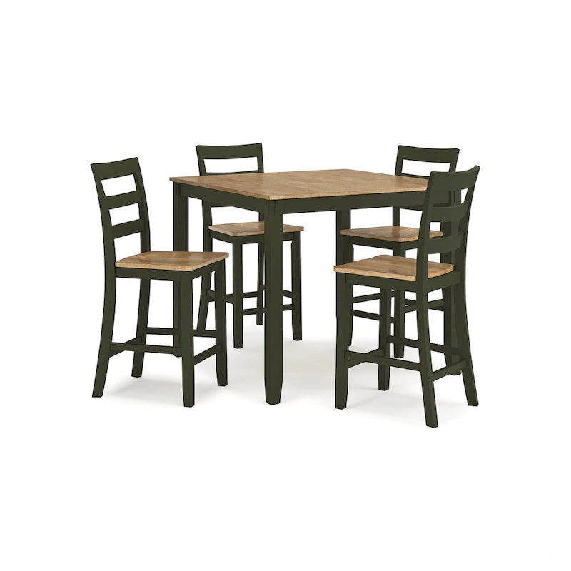 Counter Height Dining Table with Butcher Block Top and Natural Wood Finish