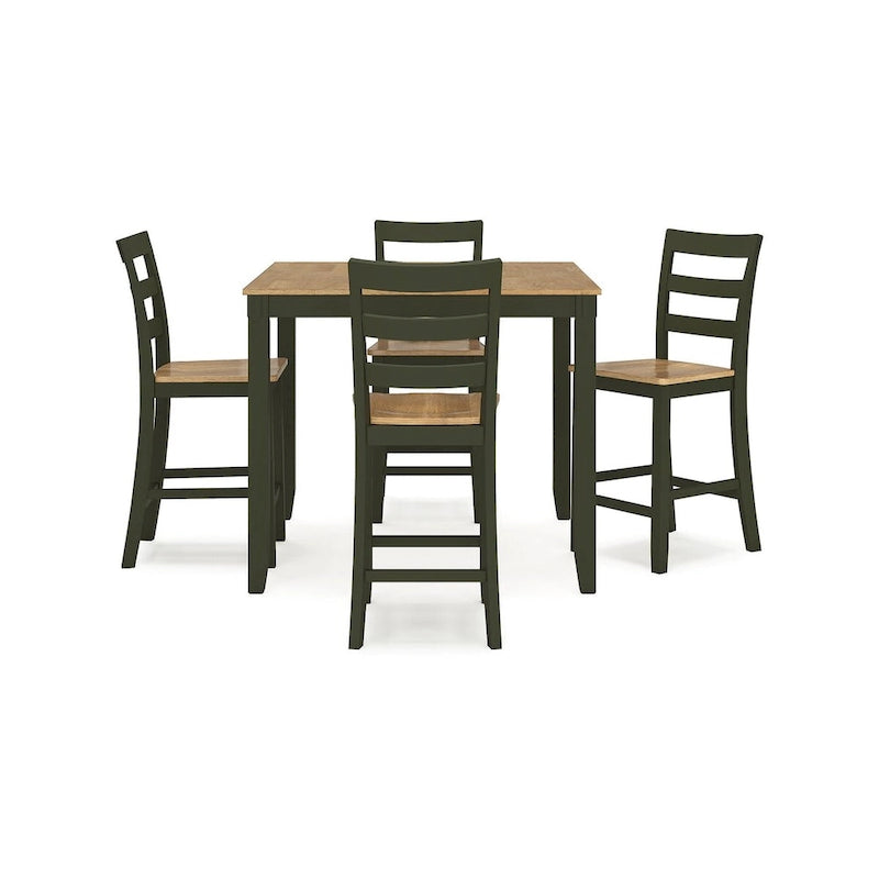 Counter Height Dining Table with Butcher Block Top and Natural Wood Finish